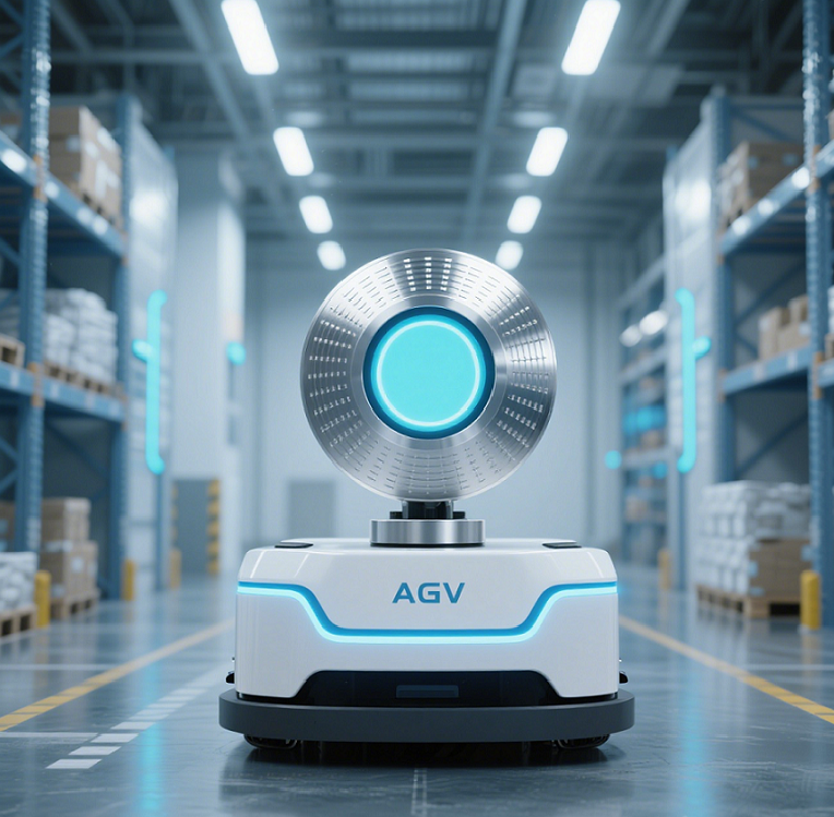 AGV robot monitoring bulk storage warehouse